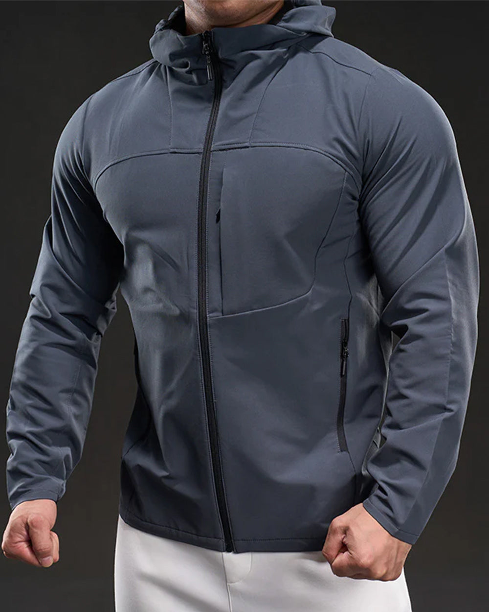 Fleece-Lined Athletic Hooded Full Zip Jacket - Ahaselected