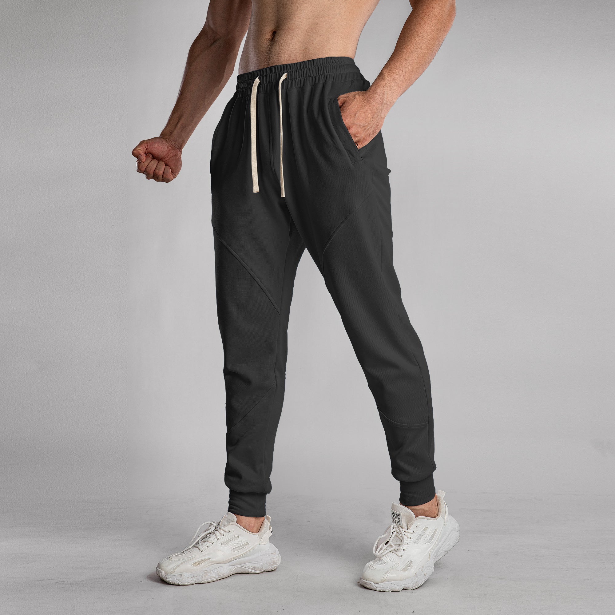 Stretch Performance Panel Joggers with Zipper Pockets - Ahaselected