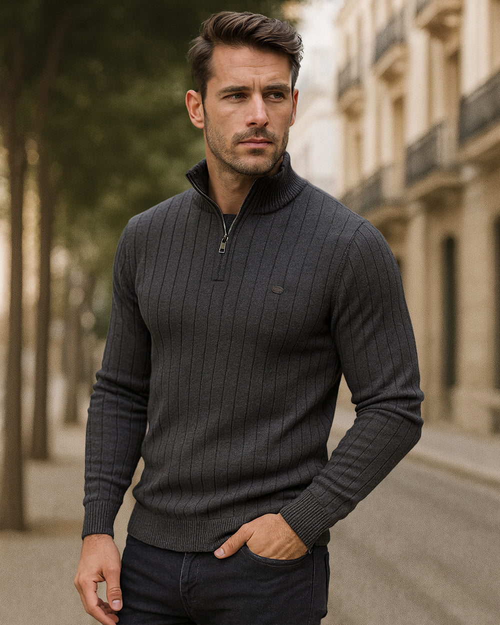 Heritage Ribbed Half-Zip Sweater - Ahaselected