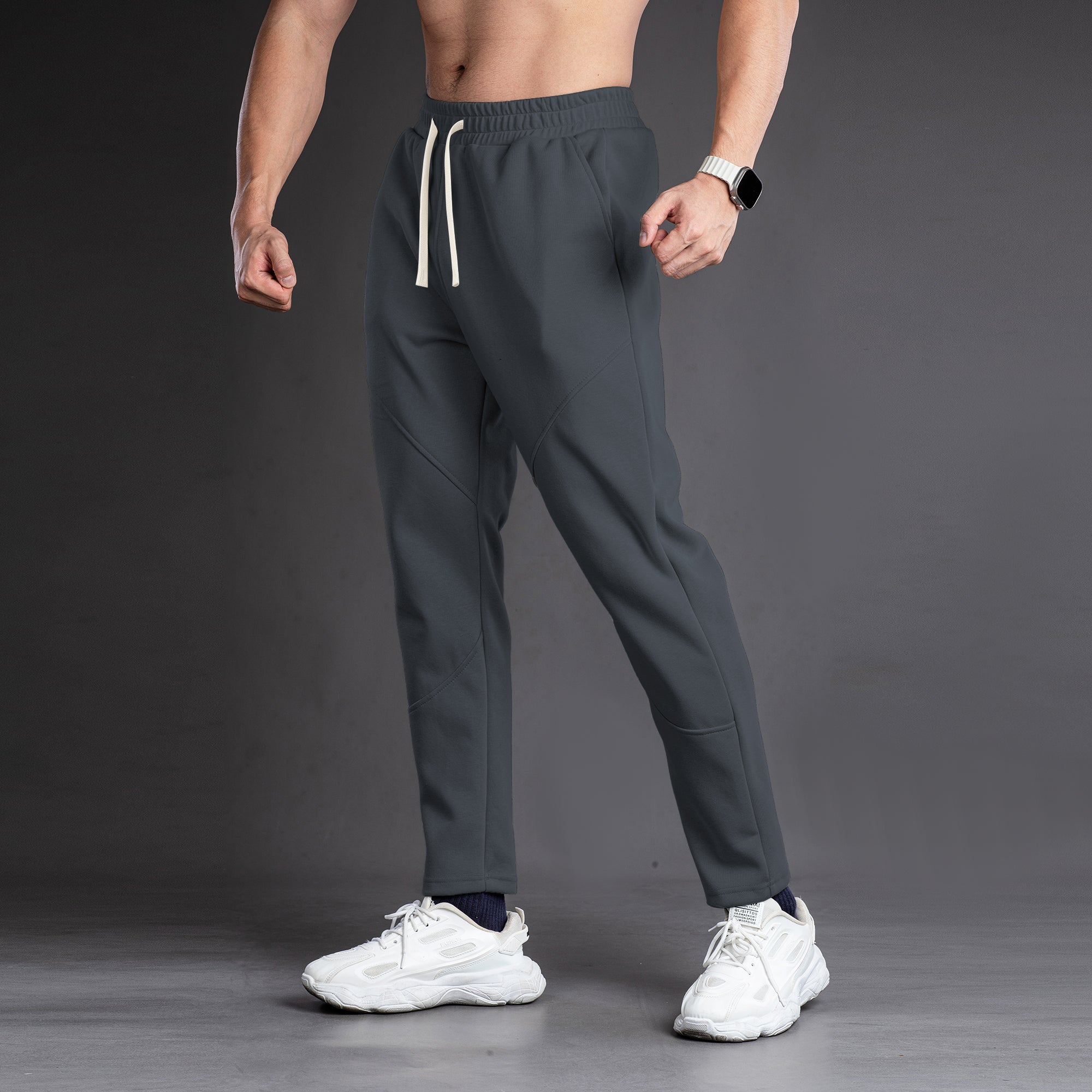 Tapered Cotton Stretch Panel Joggers - Ahaselected