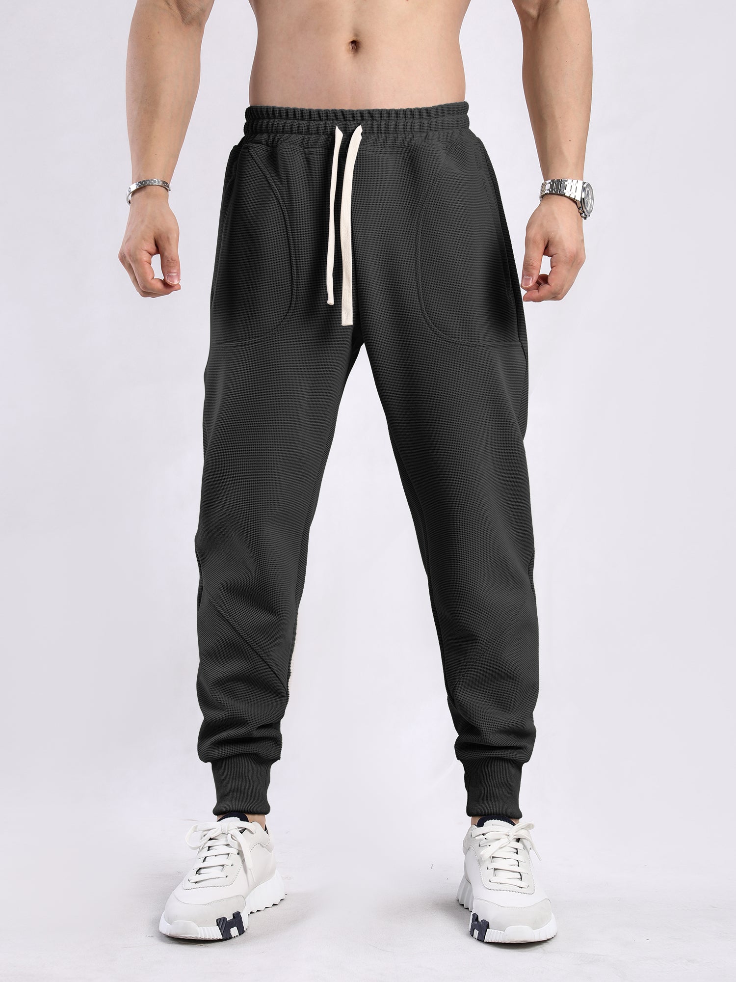 Soft Waffle Texture Performance Joggers - Ahaselected