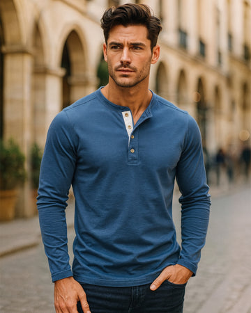 Langärmliges Henley-Shirt aus Baumwolle