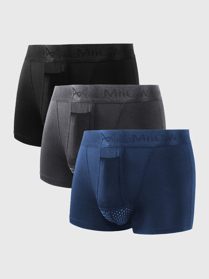 Men's Dual Pouch Trunks Separate Fly Boxer Brief