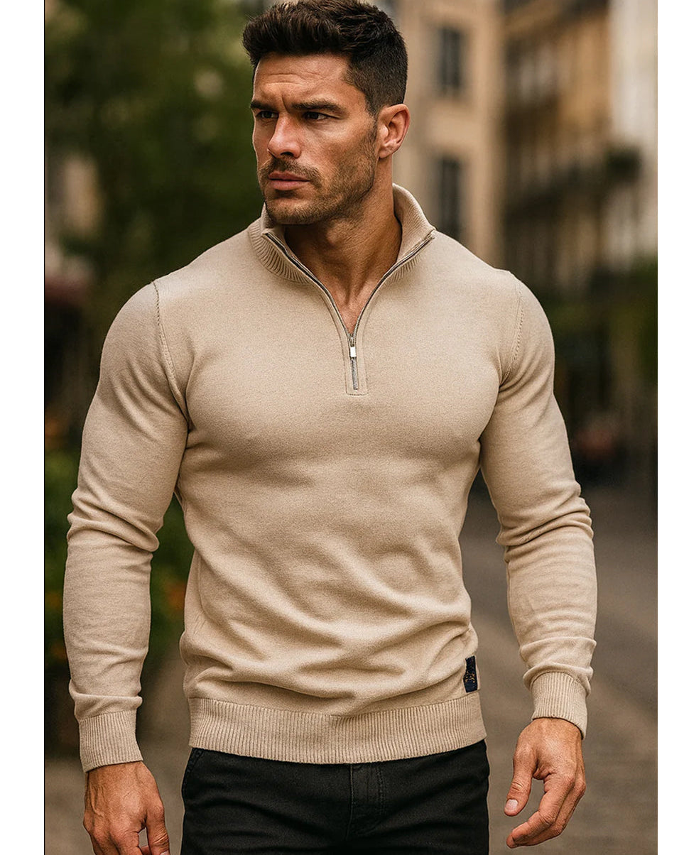 Classic Half-Zip Knit Sweater - Ahaselected