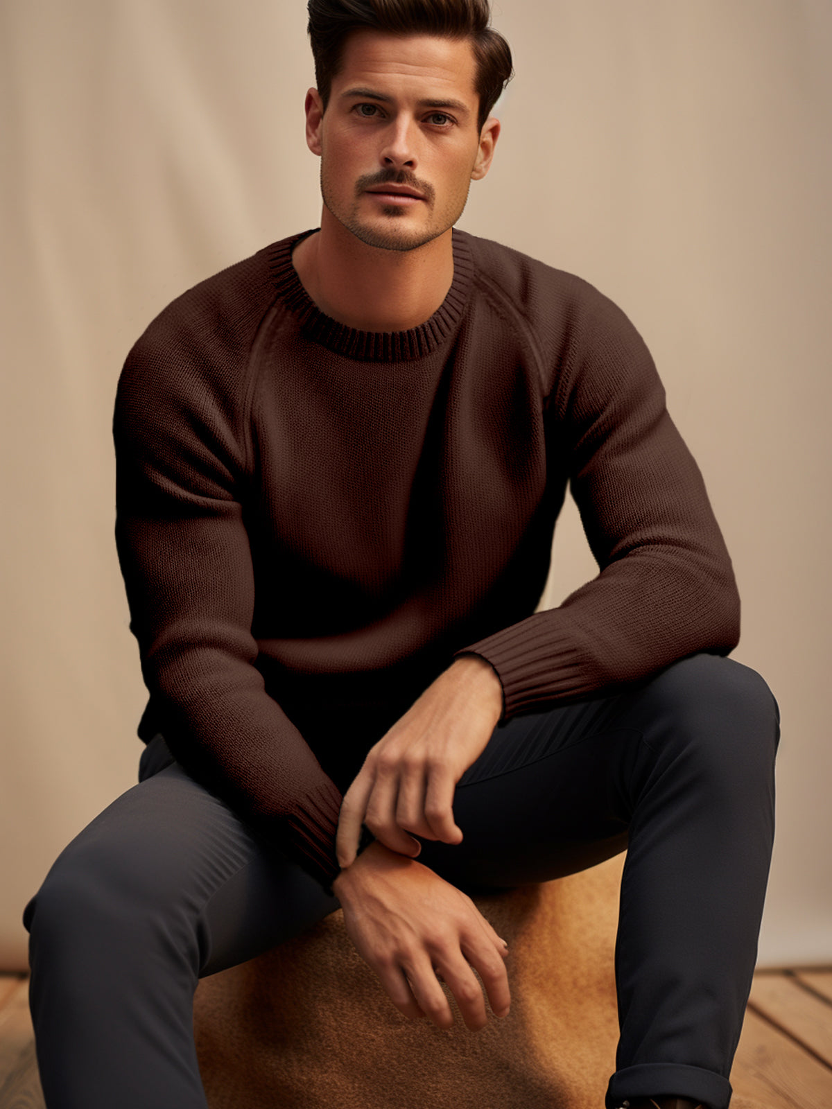 Crewneck Raglan Pullover Sweater - Ahaselected