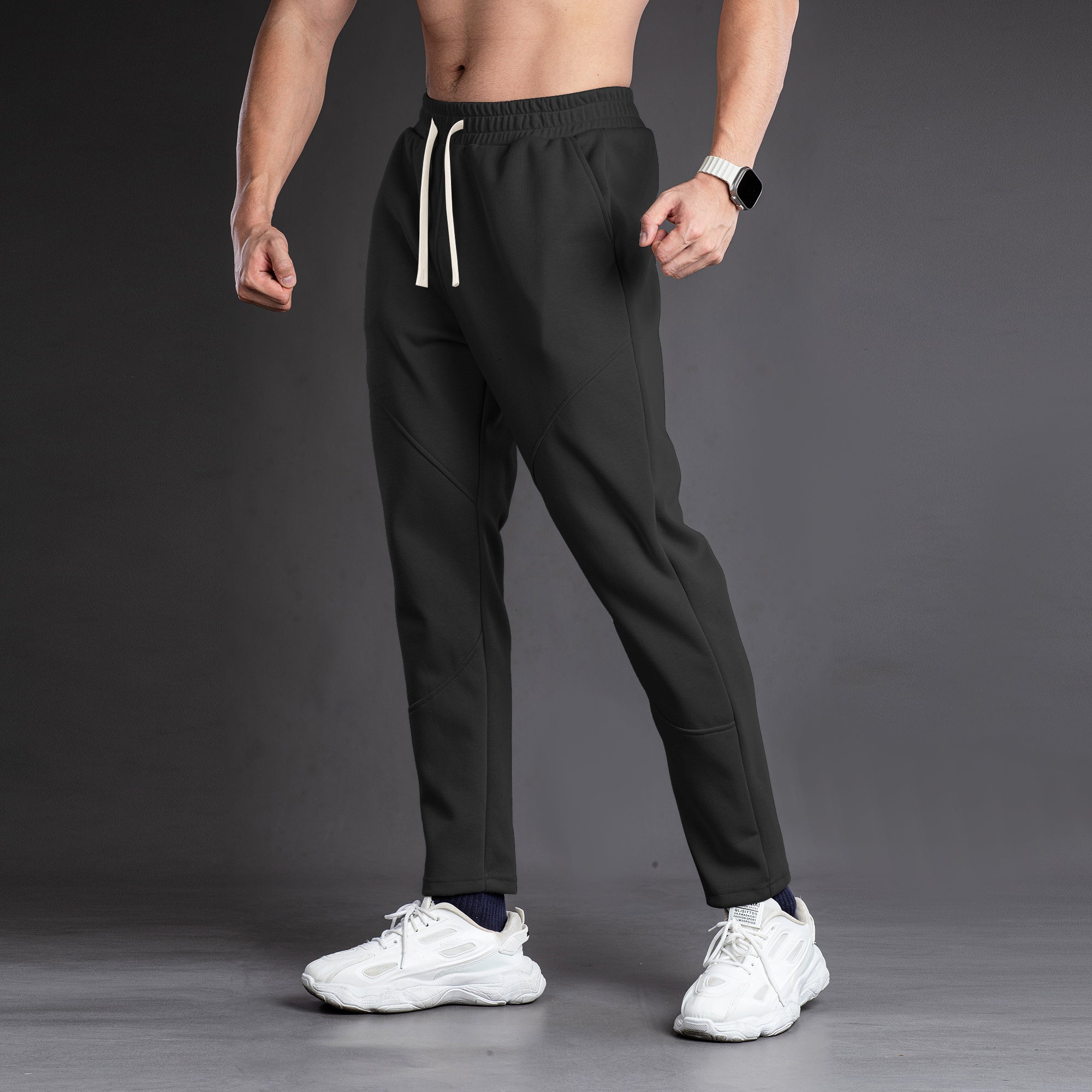 Tapered Cotton Stretch Panel Joggers - Ahaselected