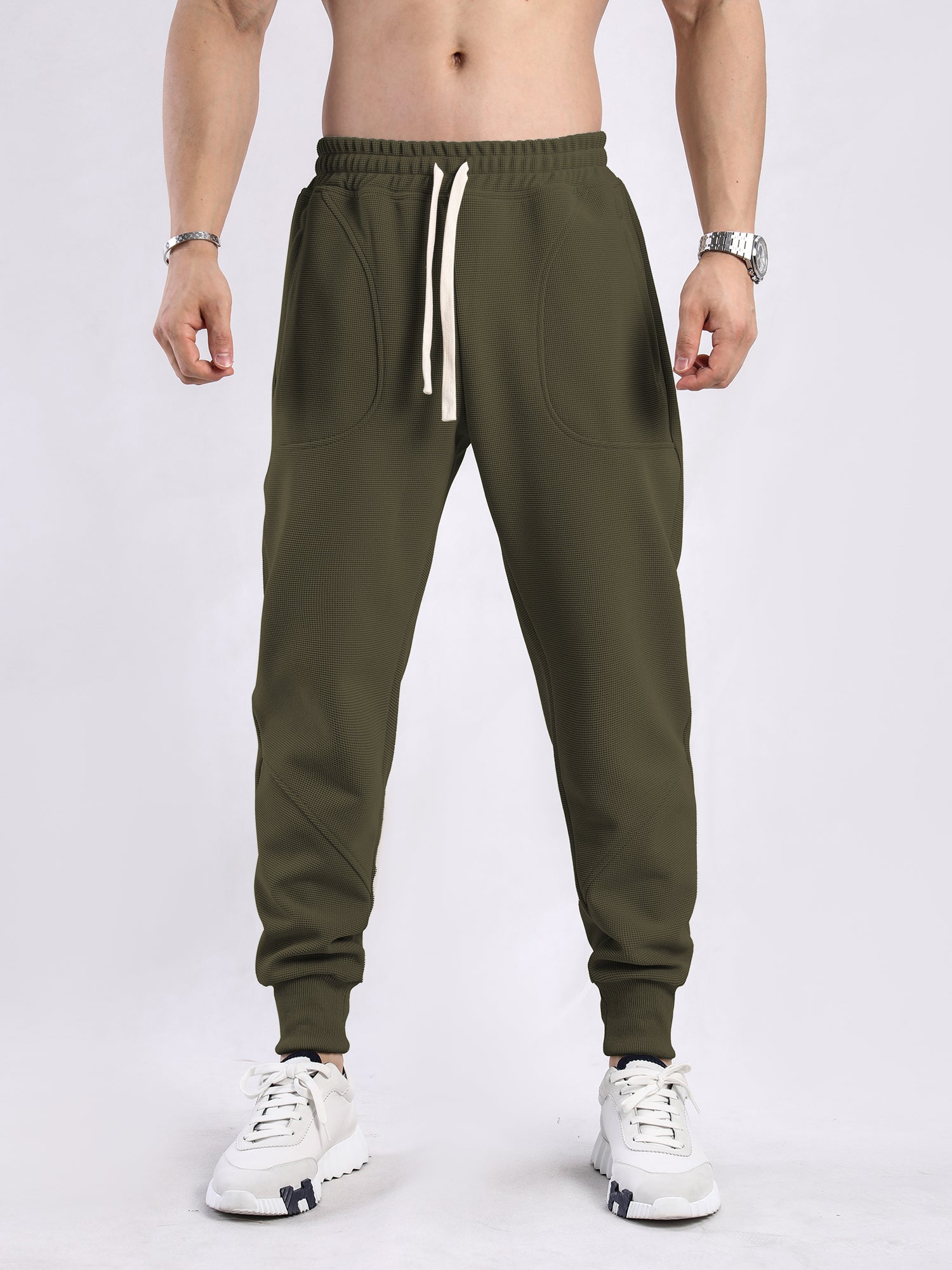 Soft Waffle Texture Performance Joggers - Ahaselected