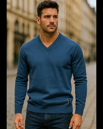Ribbed V Neck Sweater