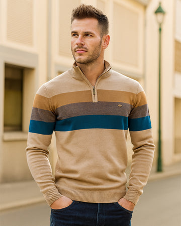 Classic Colorblock Half-Zip Sweater