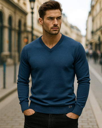 Ribbed V Neck Sweater