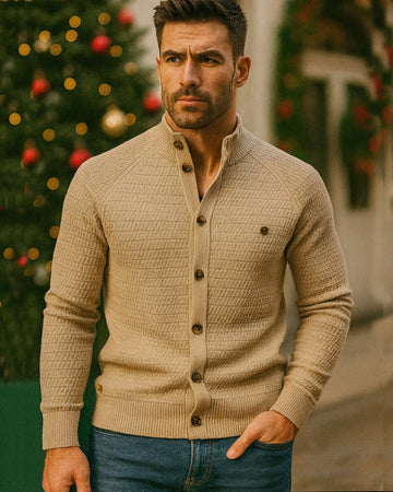 M's Long Sleeve Stand Collar Cardigan Sweaters