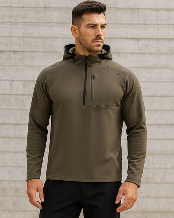 Felpa da uomo con cappuccio e mezza cerniera