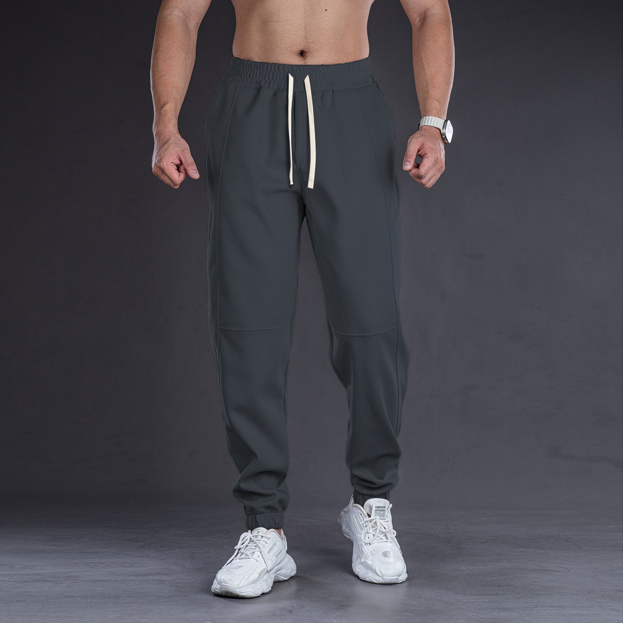 All-Day Stretch Panel Joggers with Cuffed Ankles - Ahaselected