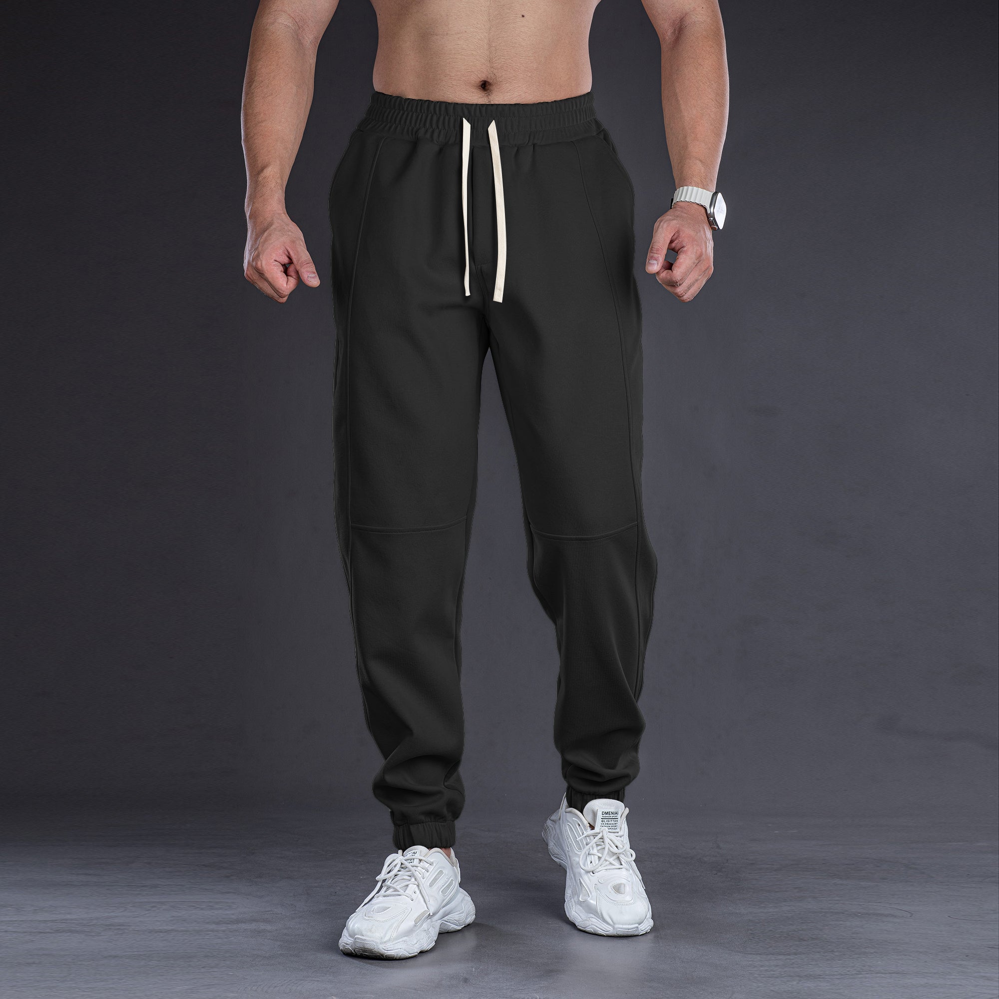 All-Day Stretch Panel Joggers with Cuffed Ankles - Ahaselected