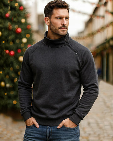 Men’s Stand Collar Fleece Pullover Sweatshirt