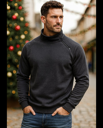 Men’s Stand Collar Fleece Pullover Sweatshirt