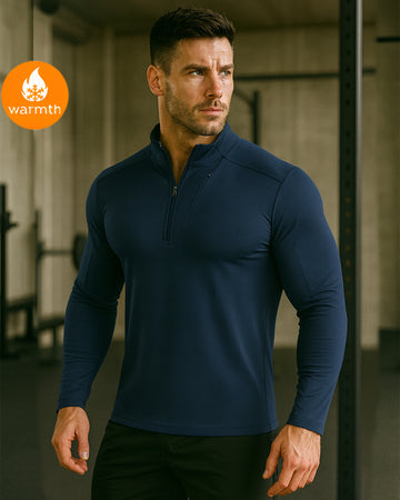 Men’s Thermal Half-Zip Stand Collar Performance Training Top