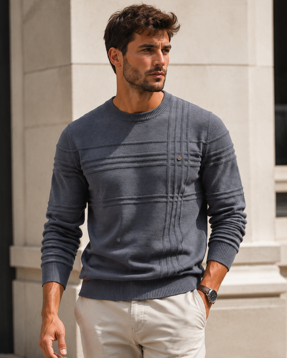 Crosshatch Crew Neck Sweater