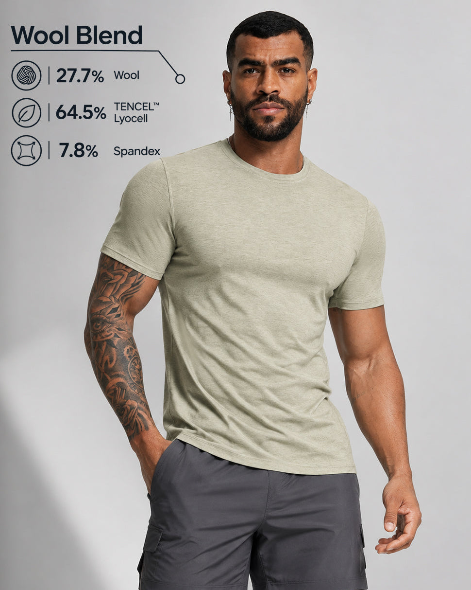 Men's Merino Wool Blend Short Sleeve Athletic T-Shirt-thumbmail-1