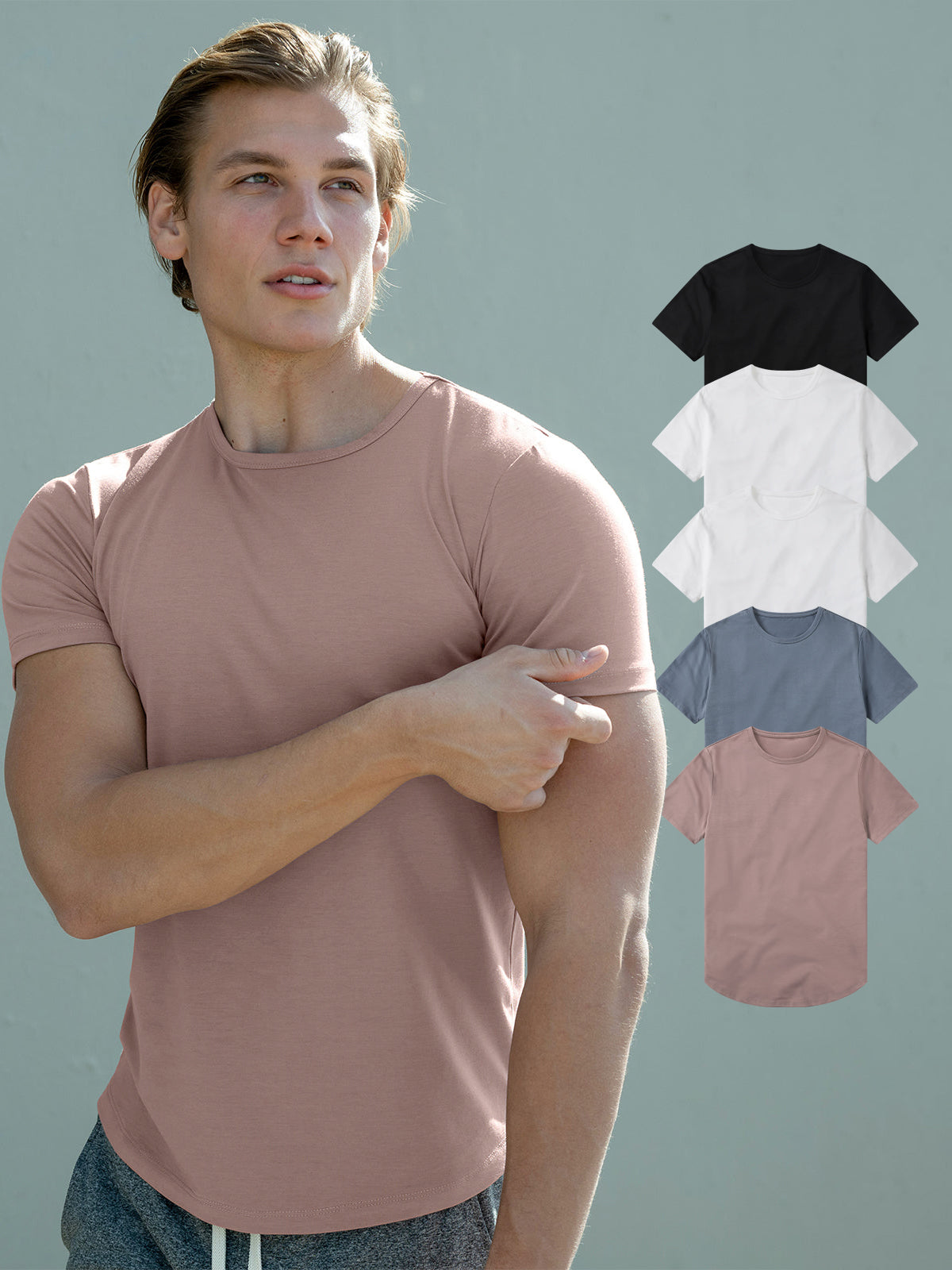 5-Pack All Day Elite Curve-Hem Tee Short Sleeve - Ahaselected