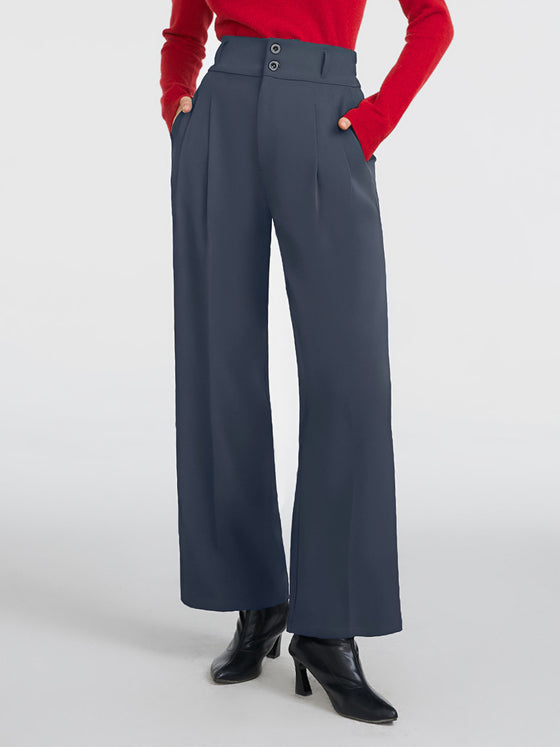 Two-Button High Waist Pants - Ahaselected