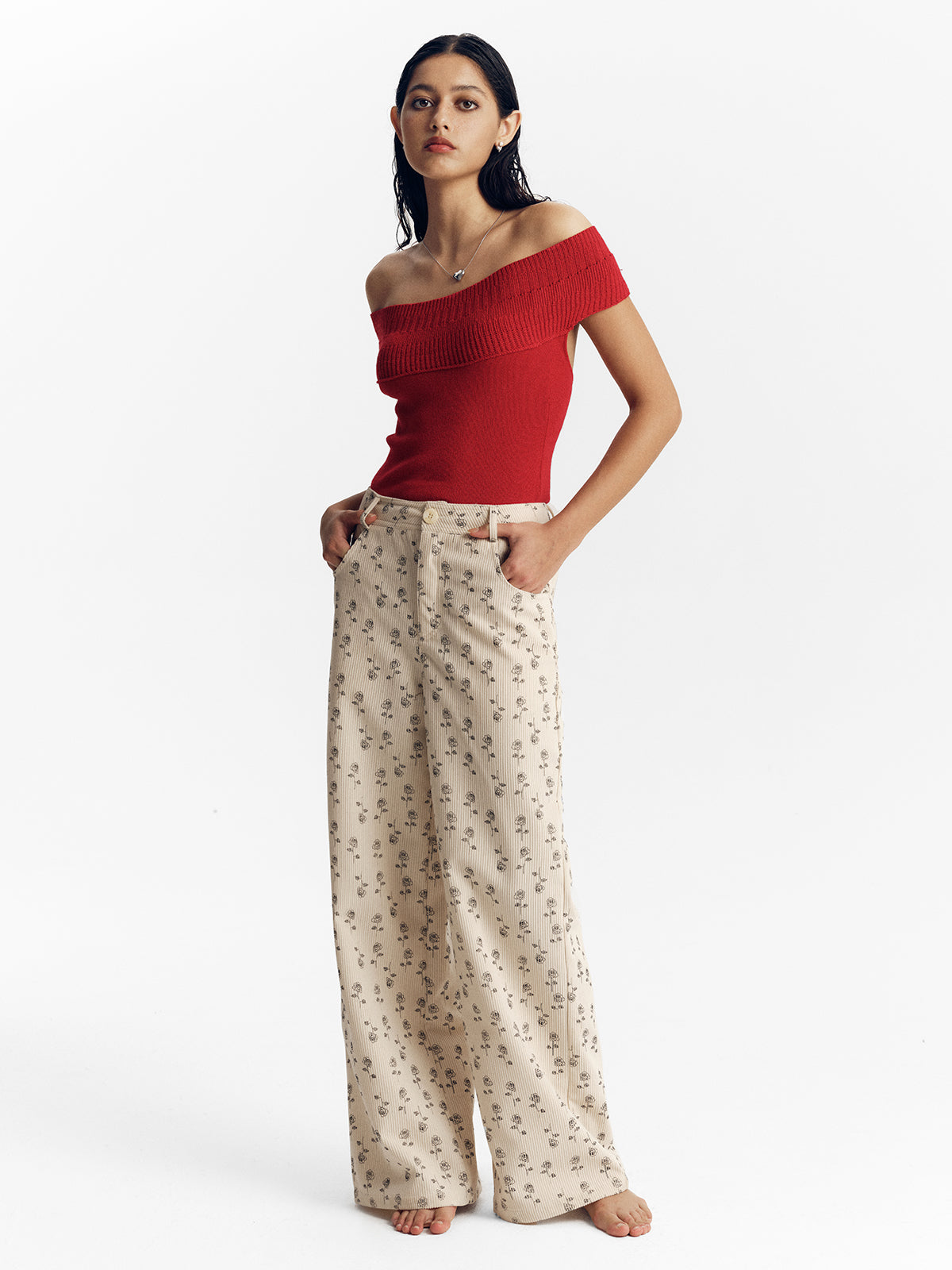 Women's Cropped One-Shoulder Sweater - Ahaselected