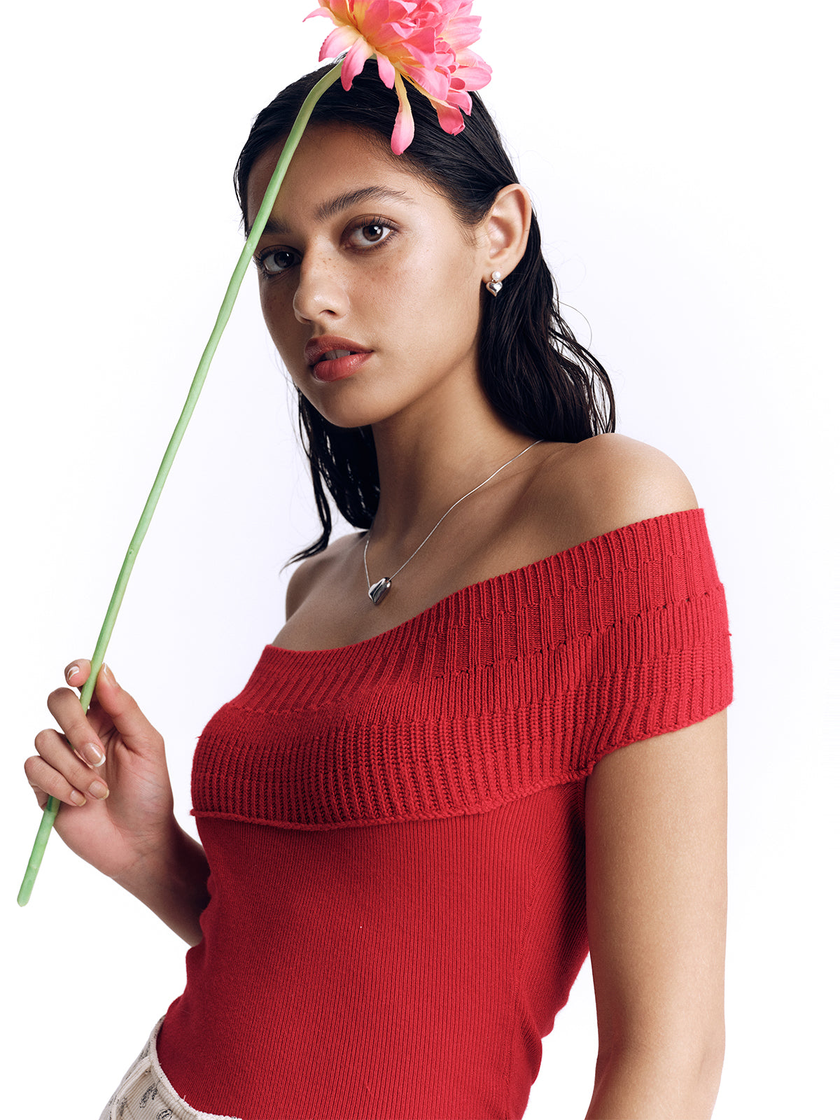 Women's Cropped One-Shoulder Sweater - Ahaselected