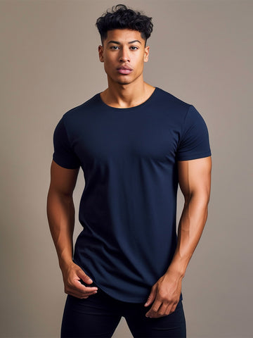 Men's Stain Resistant Curved Hem T-shirt Tech Cotton