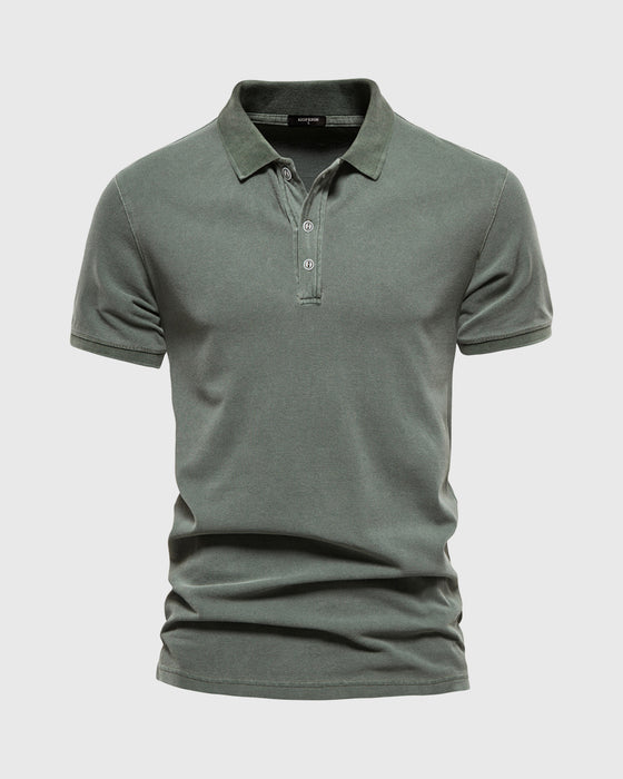 Retro-style Pigment Wash Polo - Ahaselected