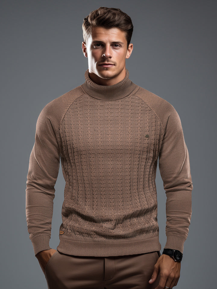 M's Premium Texture Stitch Turtleneck Sweater