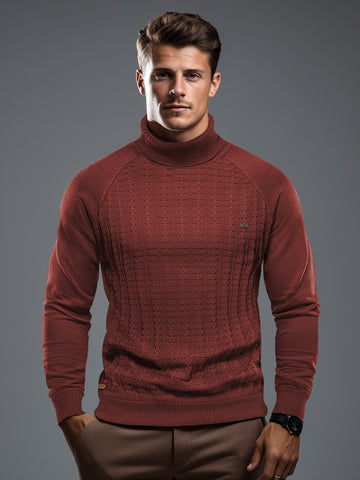M's Premium Texture Stitch Turtleneck Sweater