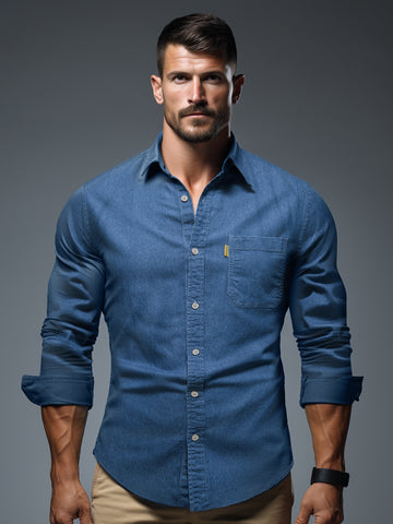 M's Casual Denim Button Down Shirt