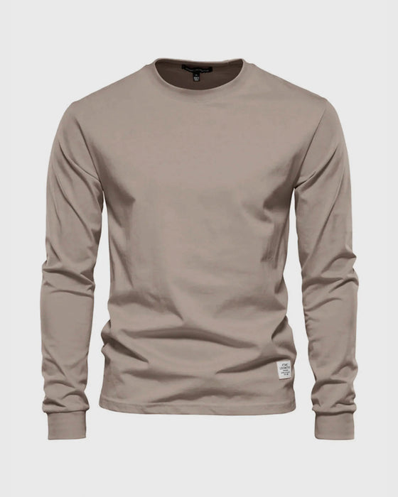 Crew neck Long Sleeve Cotton Premium Basic T-Shirt - Ahaselected