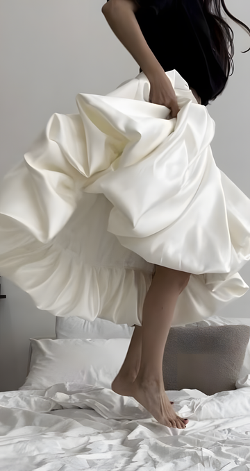 Solid Balloon Maxi Skirt