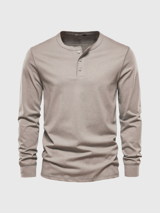 Classic Cotton long Sleeve Henley Shirt - Ahaselected