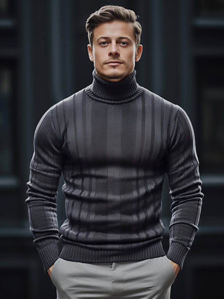 M's Stripe Turtleneck Sweater
