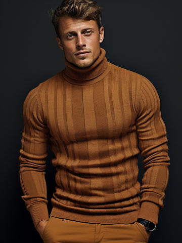 M's Stripe Turtleneck Sweater