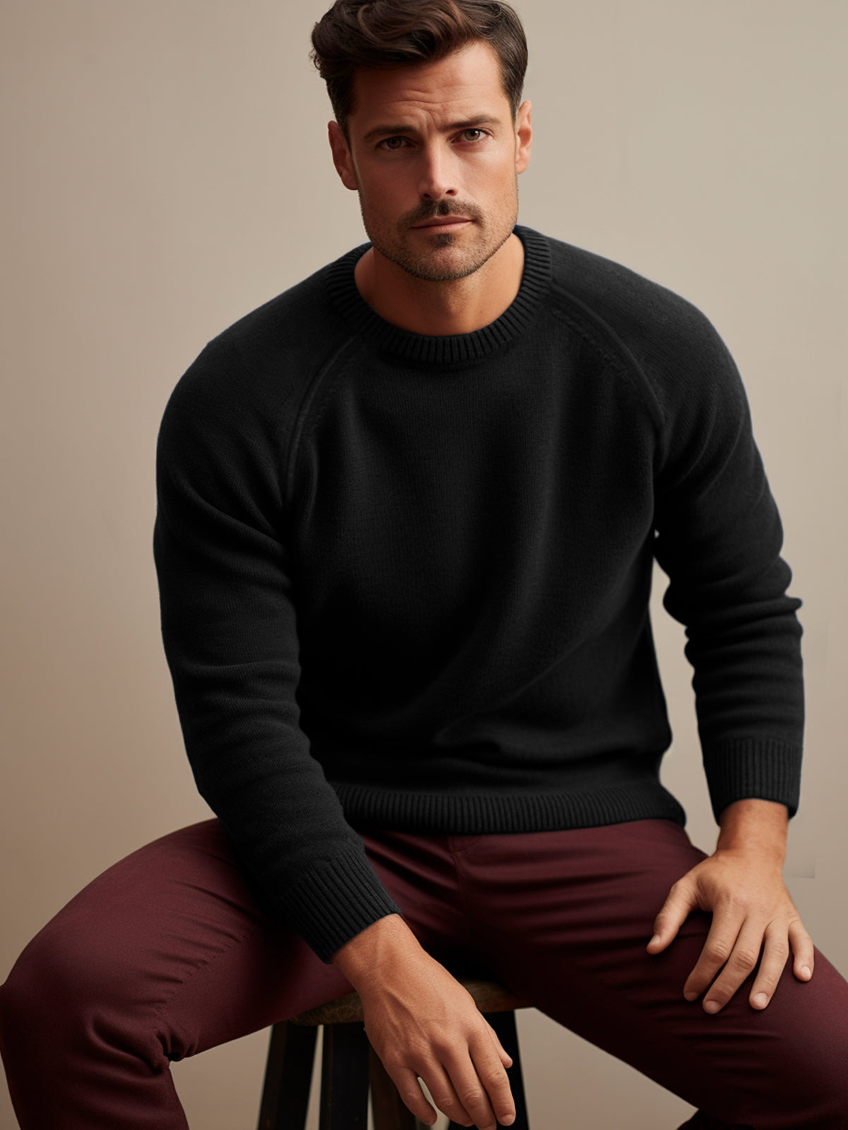 Crewneck Raglan Pullover Sweater - Ahaselected