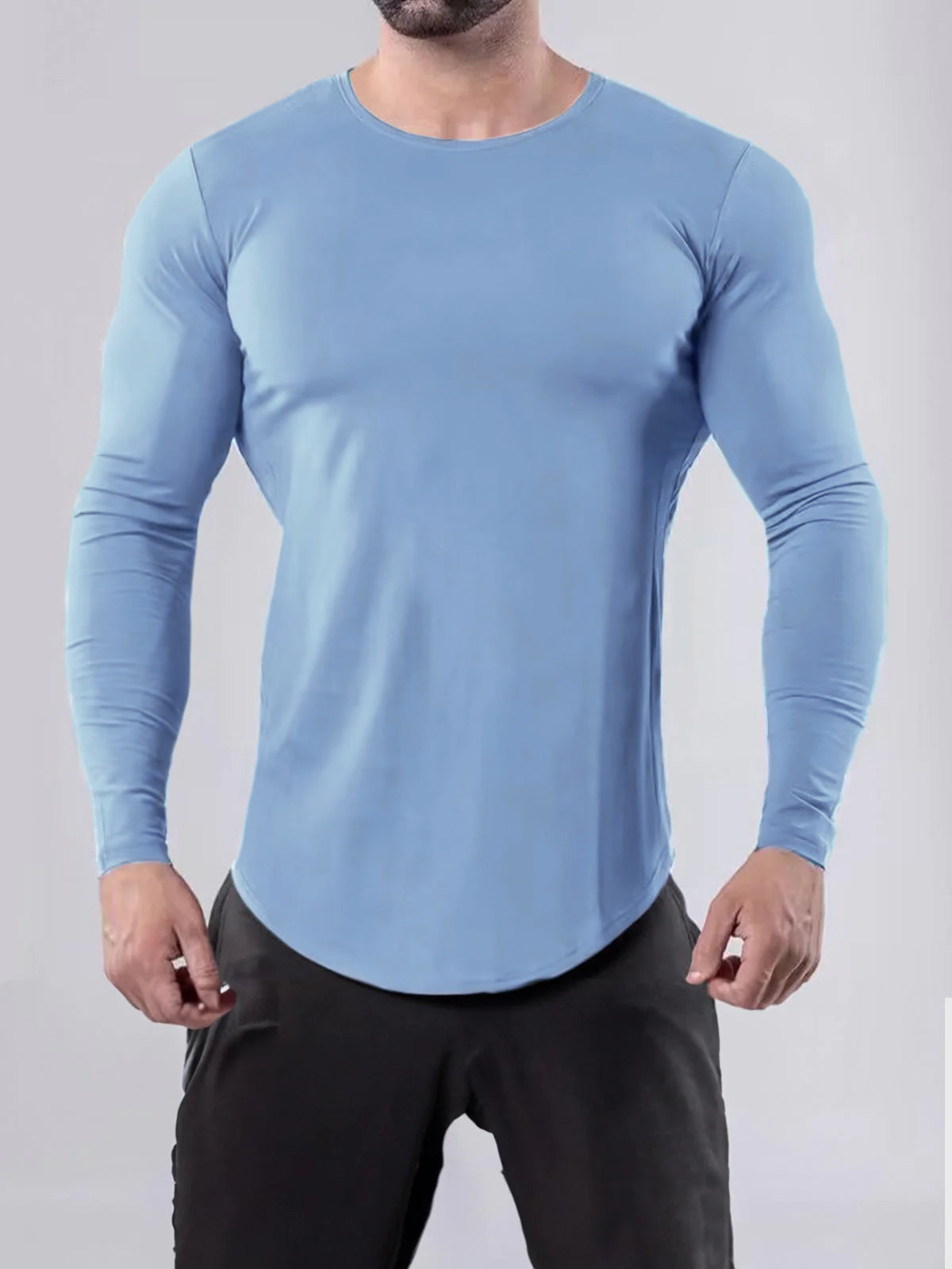 Crewneck Muscle Fit Long Sleeves T-shirt Baselayer - Ahaselected