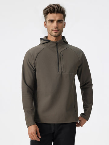 M's Half zip Hoodie with Zip Pocket