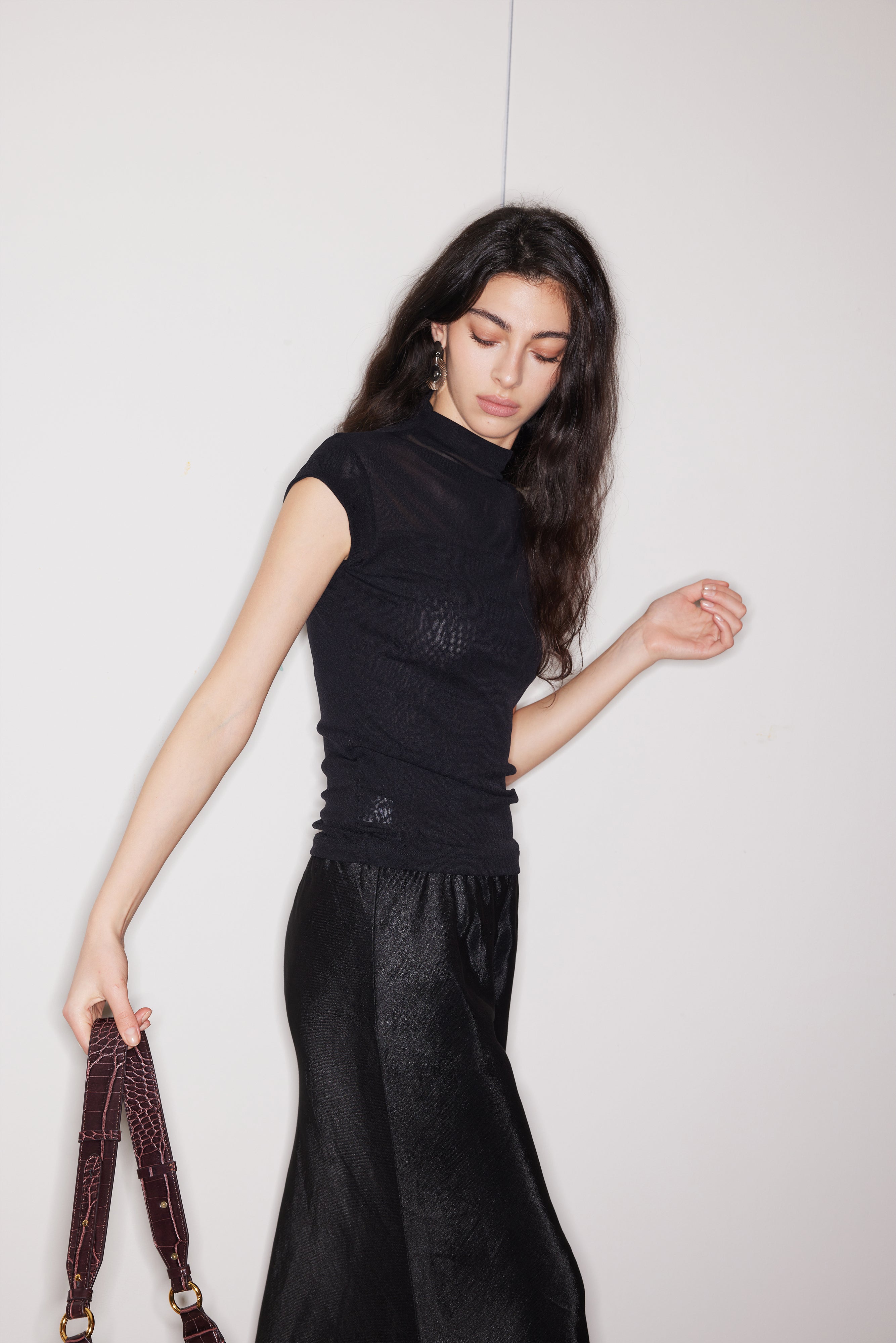 Sleeveless High Neck Mesh Top - Ahaselected