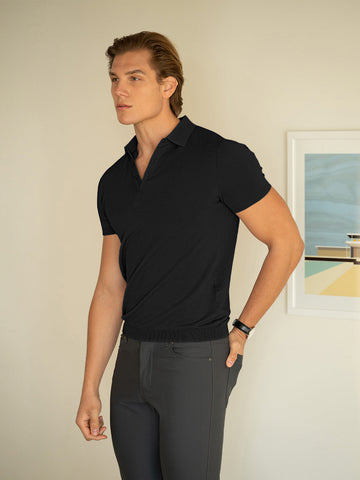 Kurzärmliges Strick-Poloshirt aus Seidenmischung Neu