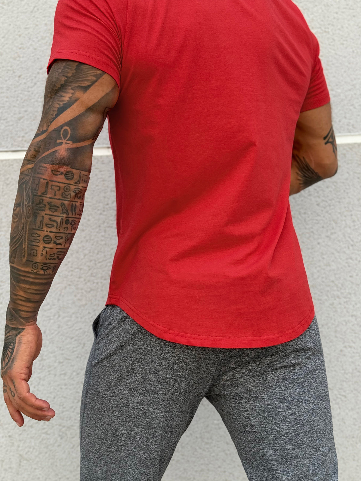 Kore Curved Hem T-shirt Muscle Fit Crew Neck-New - Ahaselected