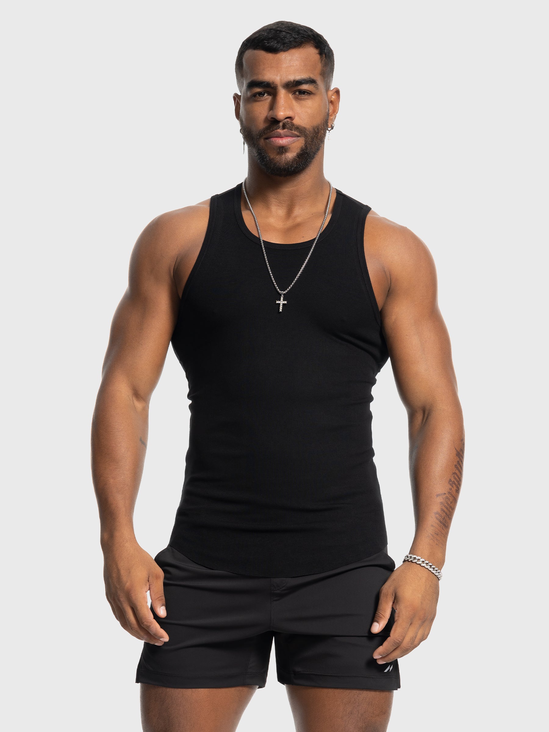 Ribbed Stretch Tank Top Curved Hem New - Ahaselected