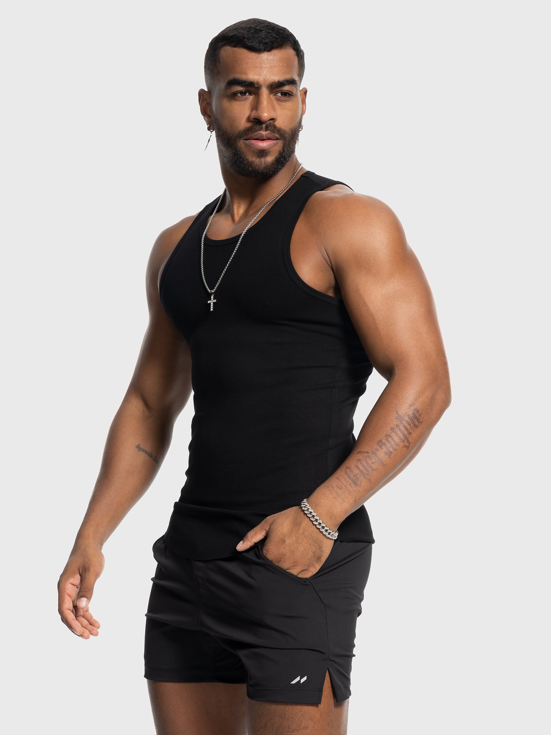 Ribbed Stretch Tank Top Curved Hem New - Ahaselected