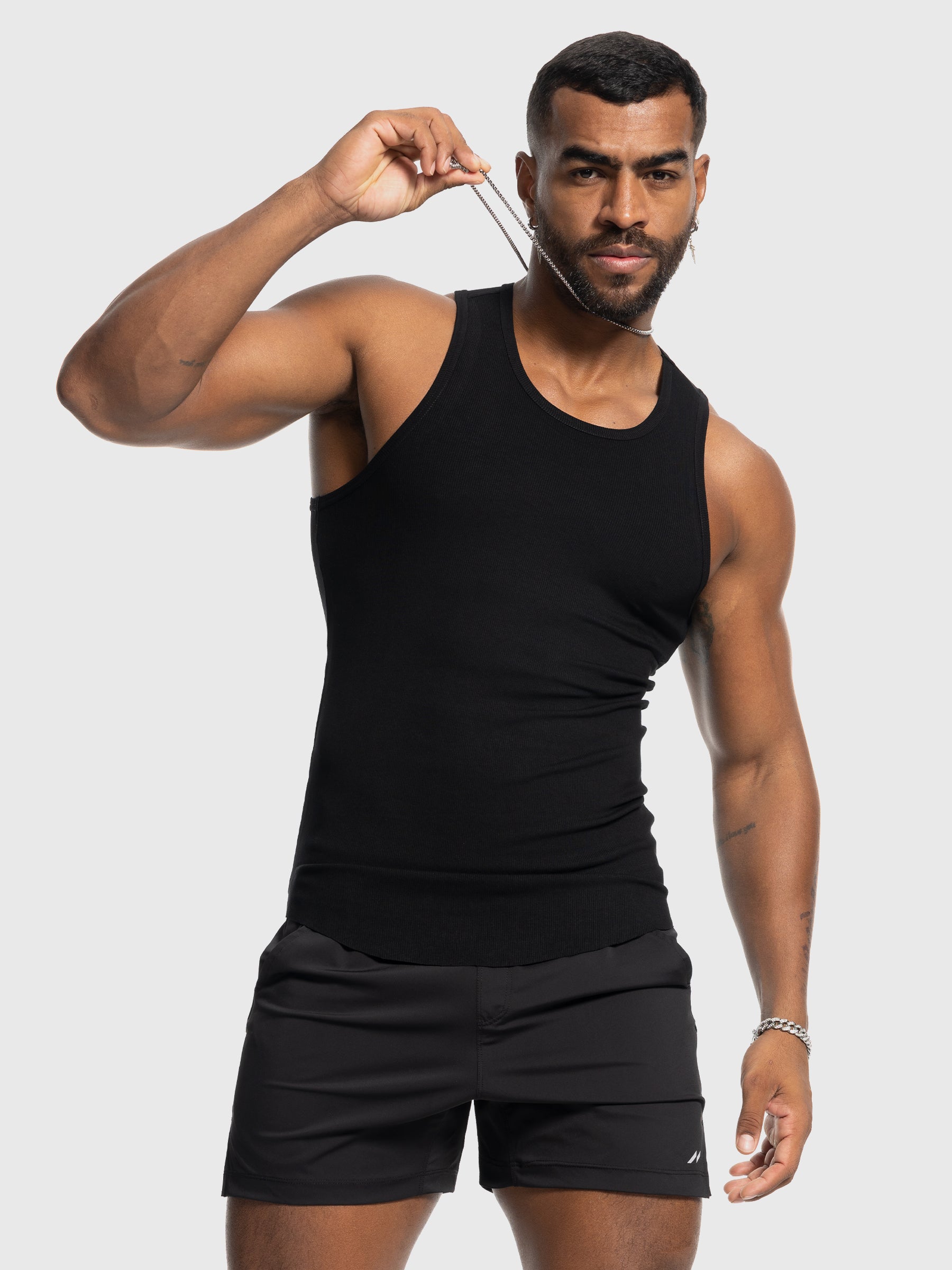 Ribbed Stretch Tank Top Curved Hem New - Ahaselected