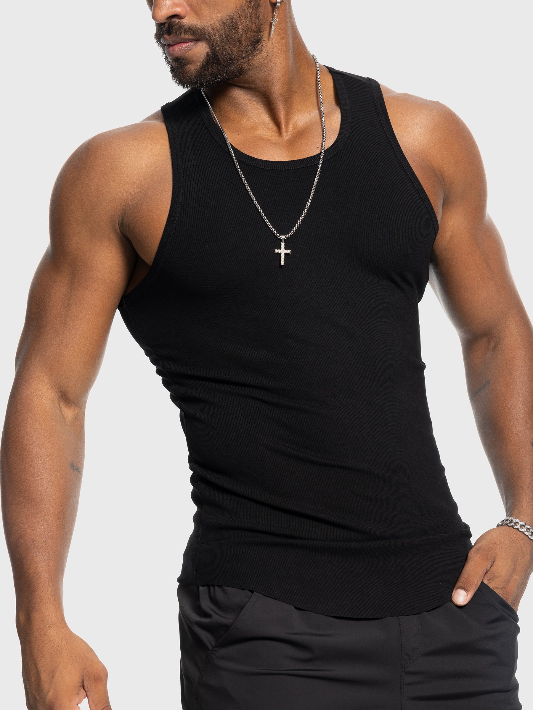 Ribbed Stretch Tank Top Curved Hem New - Ahaselected