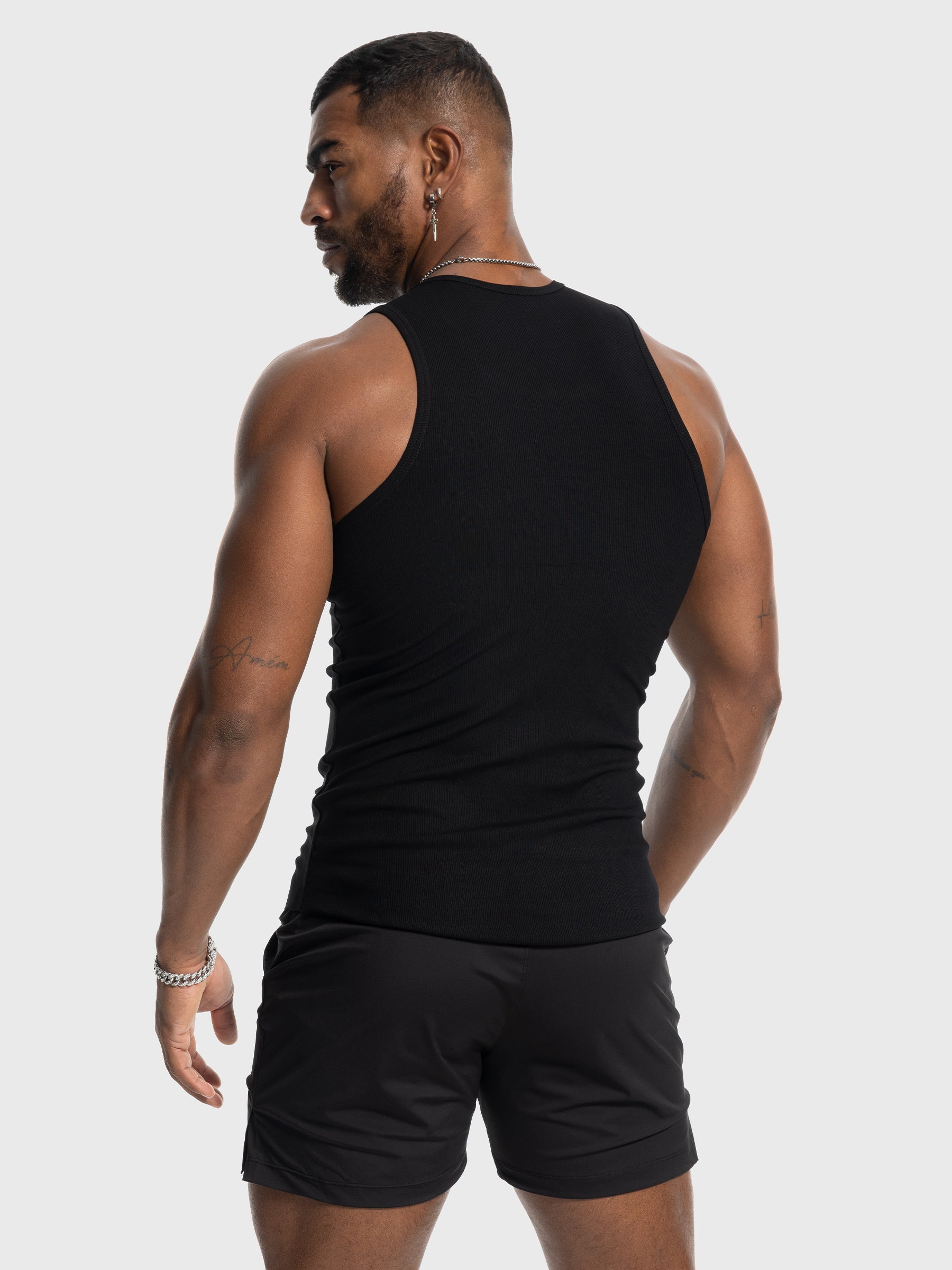 Ribbed Stretch Tank Top Curved Hem New - Ahaselected