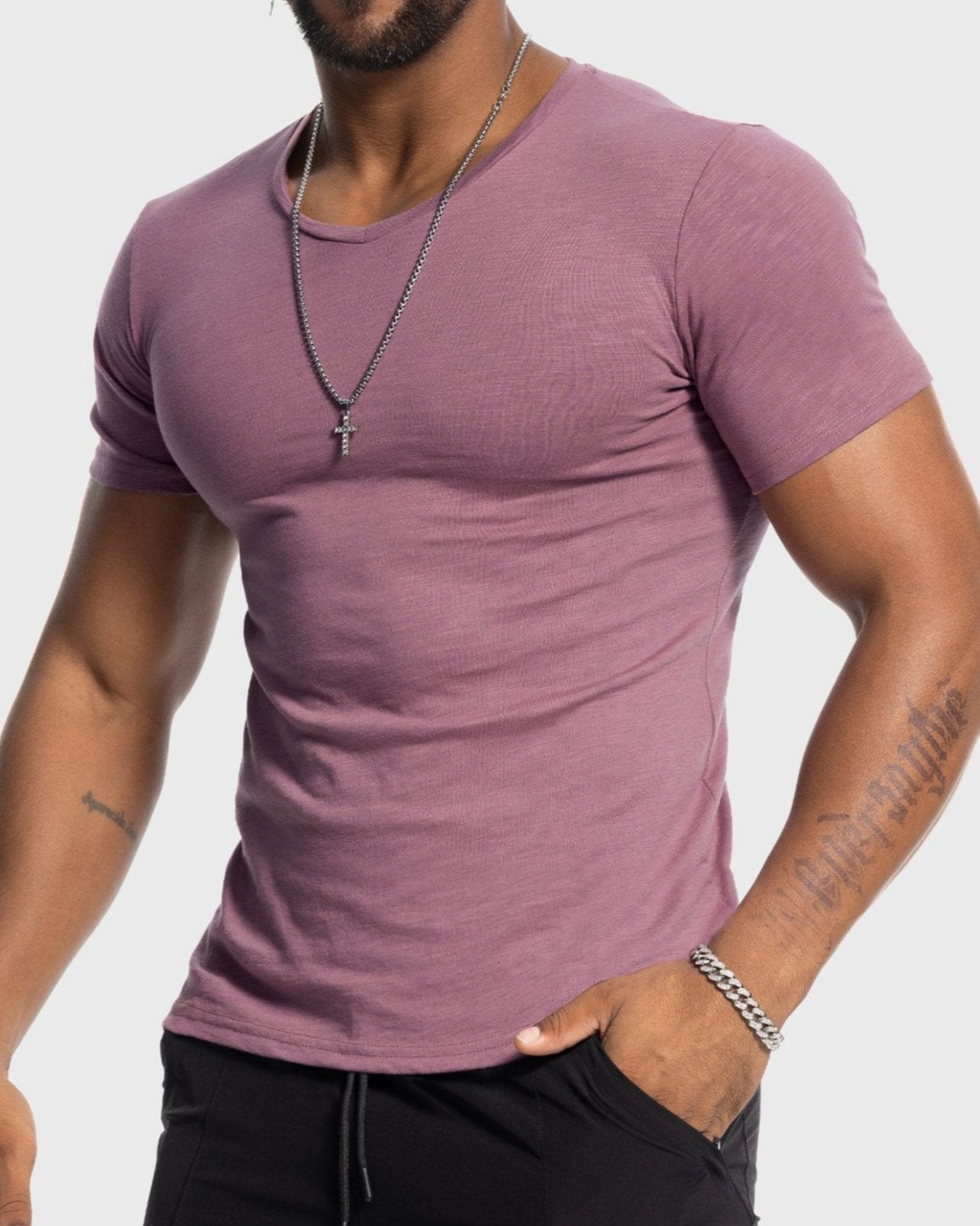 Slub V-neck Stretch T-shirt - Ahaselected