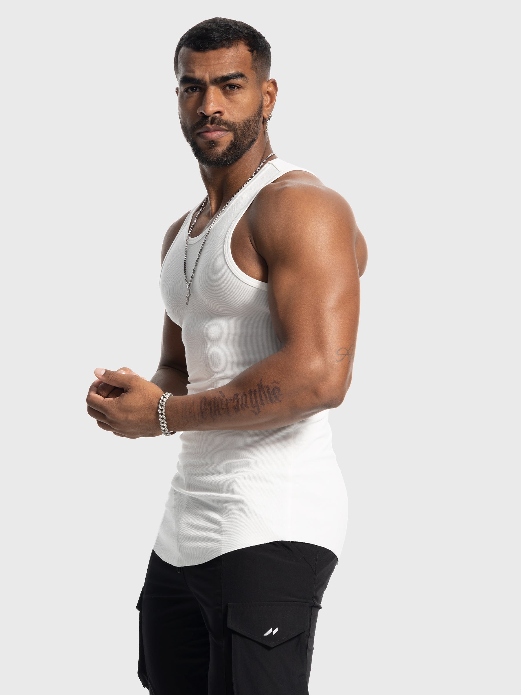 Ribbed Stretch Tank Top Curved Hem New - Ahaselected